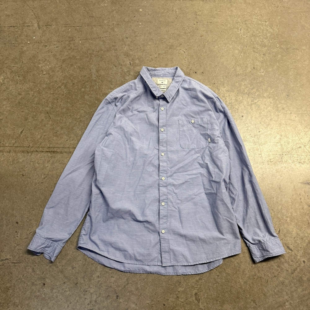 Quiksilver Mens XXL Regular Fit Long Sleeve Button Down Shirt Light Blue
